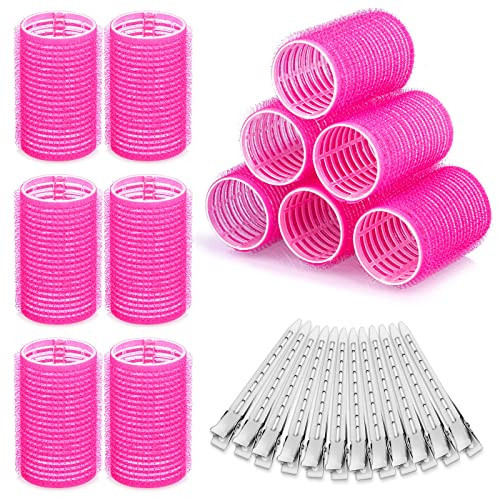 Hair Curlers Rollers, 12Pcs Hair Rollers Hair Curlers Self Grip Holding Rollers with 12 Pcs Hair Clips for Long Medium Short Thick Fine Thin Hair Bangs Volume | Amazon (US)