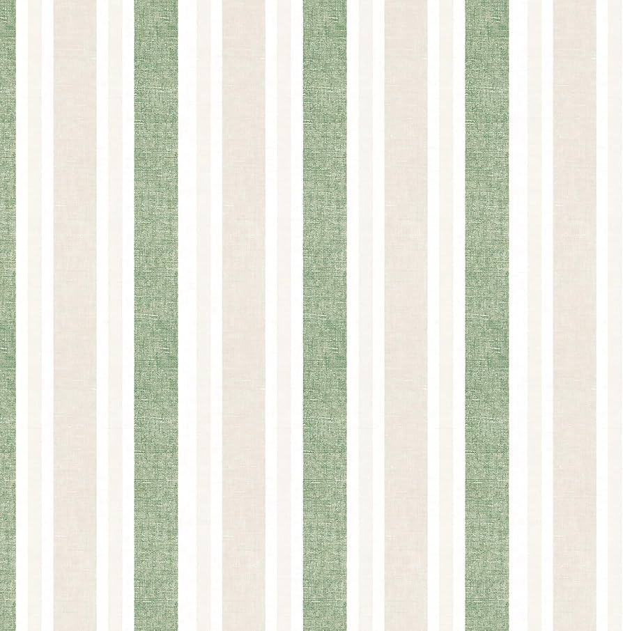 Vinjiasin Green and Beige Striped Peel and Stick Wallpaper \u2013 Removable Farmhouse Self Adhesi... | Amazon (US)