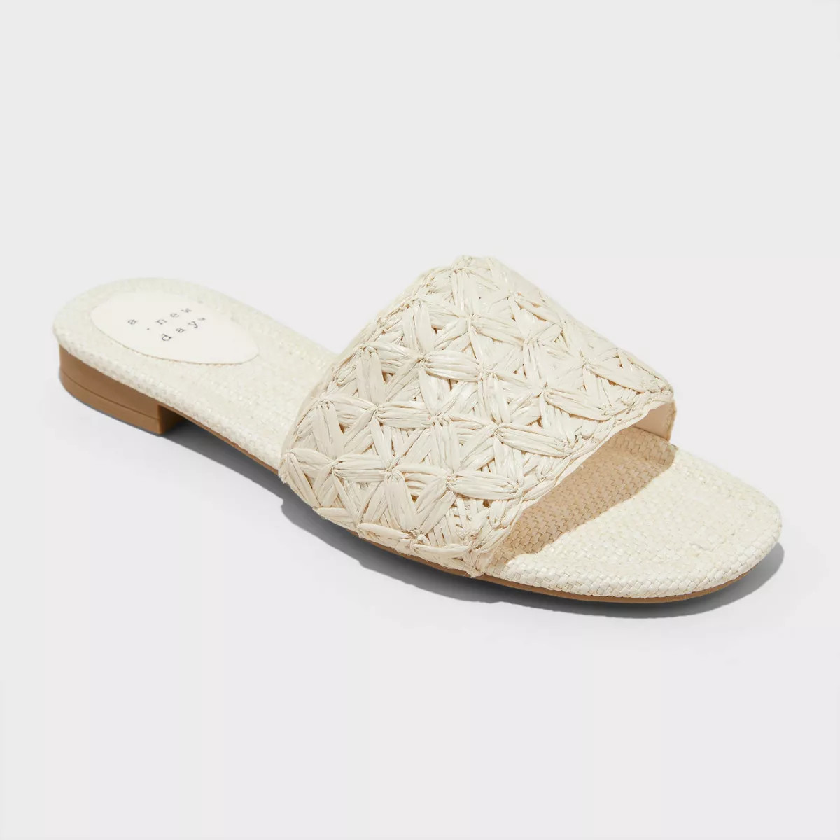 Women's Ariella Woven Raffia Slide Sandals with Memory Foam Insole - A New Day™ Tan 8 | Target
