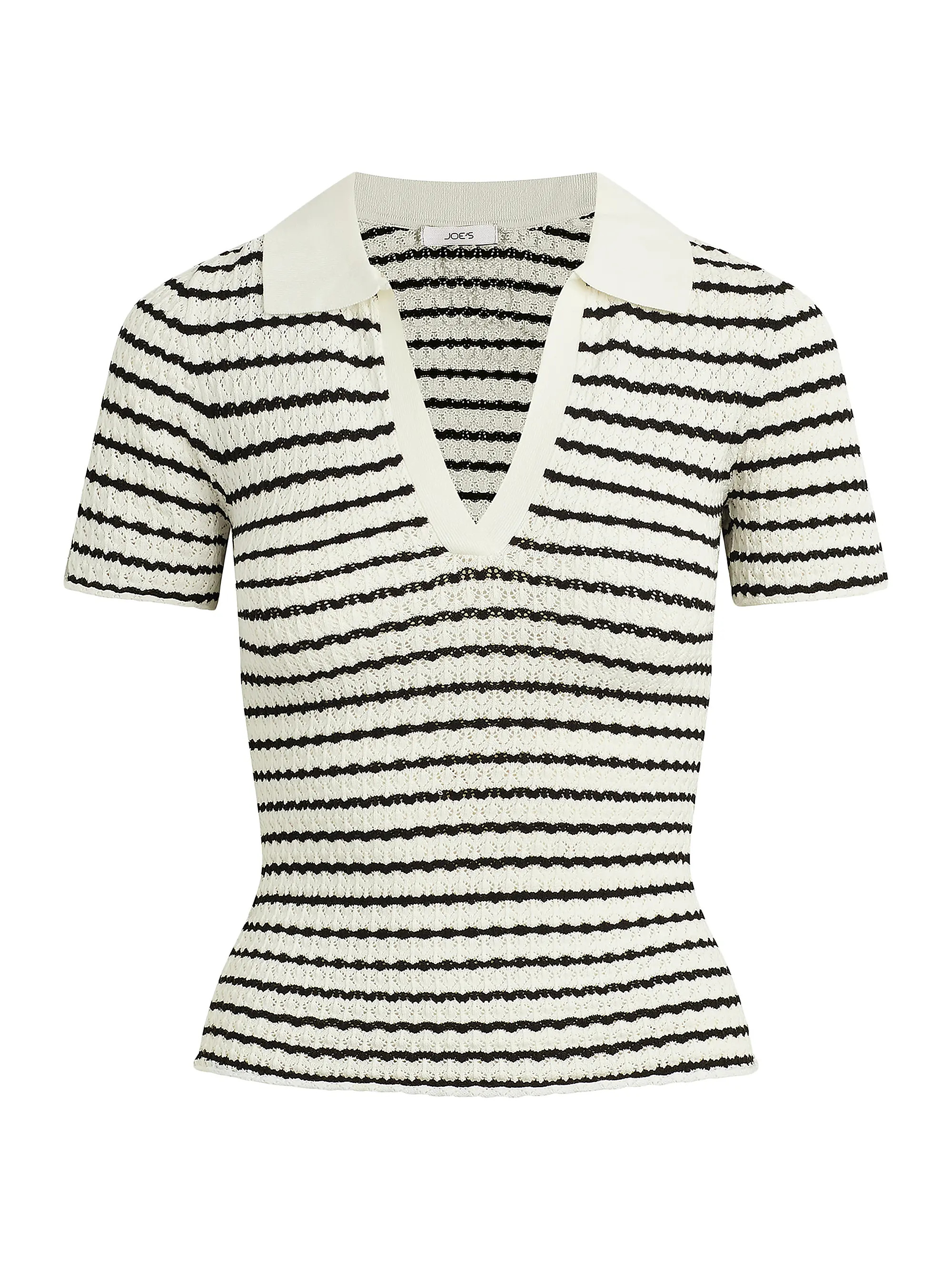 Joe's Jeans Jess Stripe Pointelle Polo Shirt | Saks Fifth Avenue | Saks Fifth Avenue