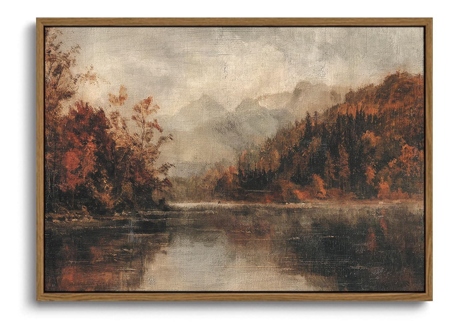 KISSFOX Vintage Autumn Lake Landscape Canvas Wall Art Fall Moody Farmhouse Rustic Country Paintin... | Amazon (US)