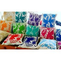 Otomi Pillow Cover/Hand Embroidered Mexican Sham Blue Animal Print Home Decor Gift For Her | Etsy (US)