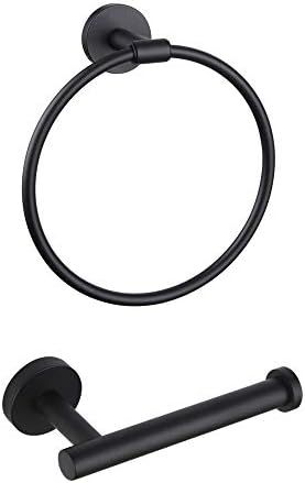 GERZWY Bathroom Hardware Set 2 Piece Black Towel Ring and Toilet Paper Holder SUS 304 Stainless Stee | Amazon (CA)