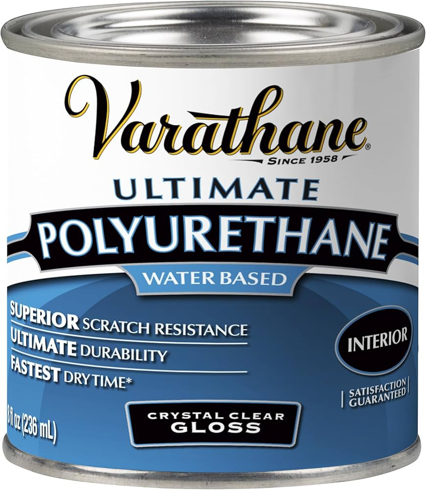 Varathane 200061H Water-Based Ultimate Polyurethane, Half Pint, Gloss Finish | Amazon (US)