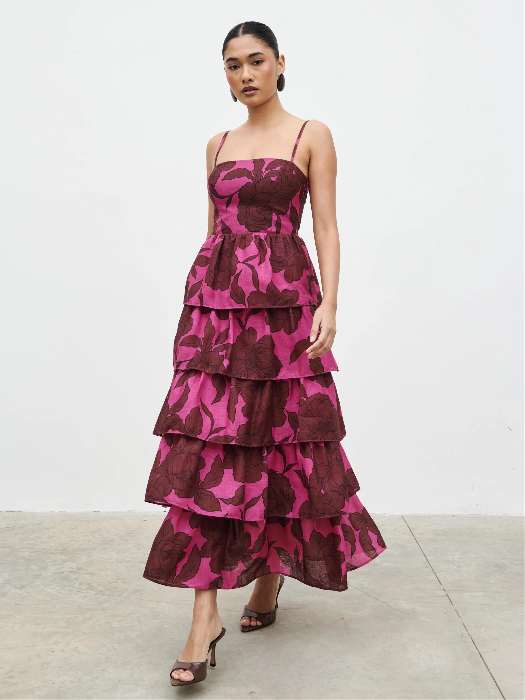 Aalyiah Square Neck Ruffle Midaxi Dress | Pretty Lavish (UK)