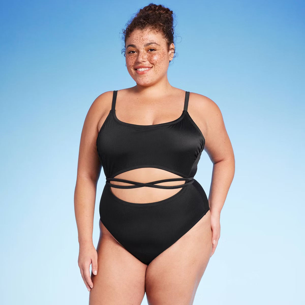 Women's Wrap Cut Out Cheeky One Piece Swimsuit - Wild Fable™ Black 18 | Target