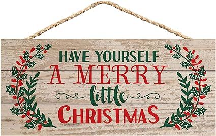 P. Graham Dunn Have Yourself a Merry Little Christmas Holly 5 x 10 Wood Plank Design Hanging Sign | Amazon (US)
