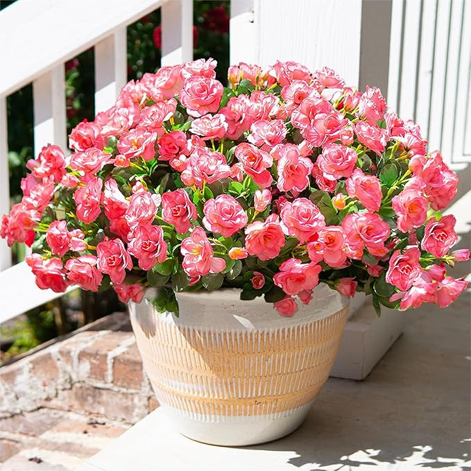 HyeFlora Artificial Faux Outdoor Flowers Plants for Spring Summer Decoration, Fake Silk Camellia ... | Amazon (US)