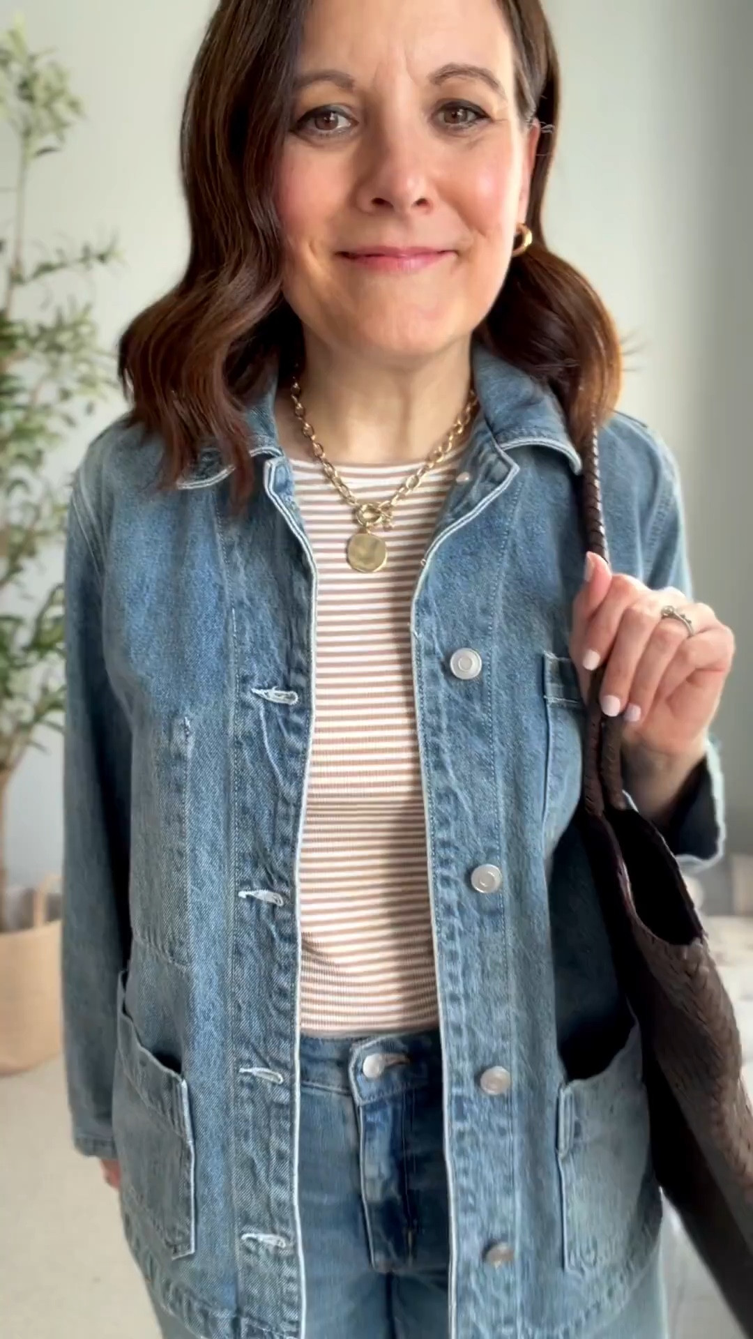 Spring jeans capsule wardrobe: a little denim on denim. Fit notes: LOFT tee fits small, sized up to a L. This @onequince jacket fits true to the sizing chart. I’m in a M. Curvy midrise straight jeans fit true to size (tts), go down a half size in these suede flats from @Target. Similar options are linked. 

#LTKOver40 #LTKMidsize #LTKSaleAlert