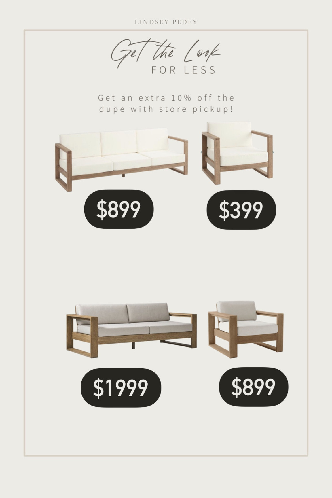 Look for less outdoor furniture! I’ve sat on the dupe and it’s comfy!! 

Outdoor furniture, outdoor sofa, outdoor lounge, patio furniture, look for less, designer dupe, outdoor seating, patio seating 

#LTKsalealert #LTKhome #LTKSeasonal