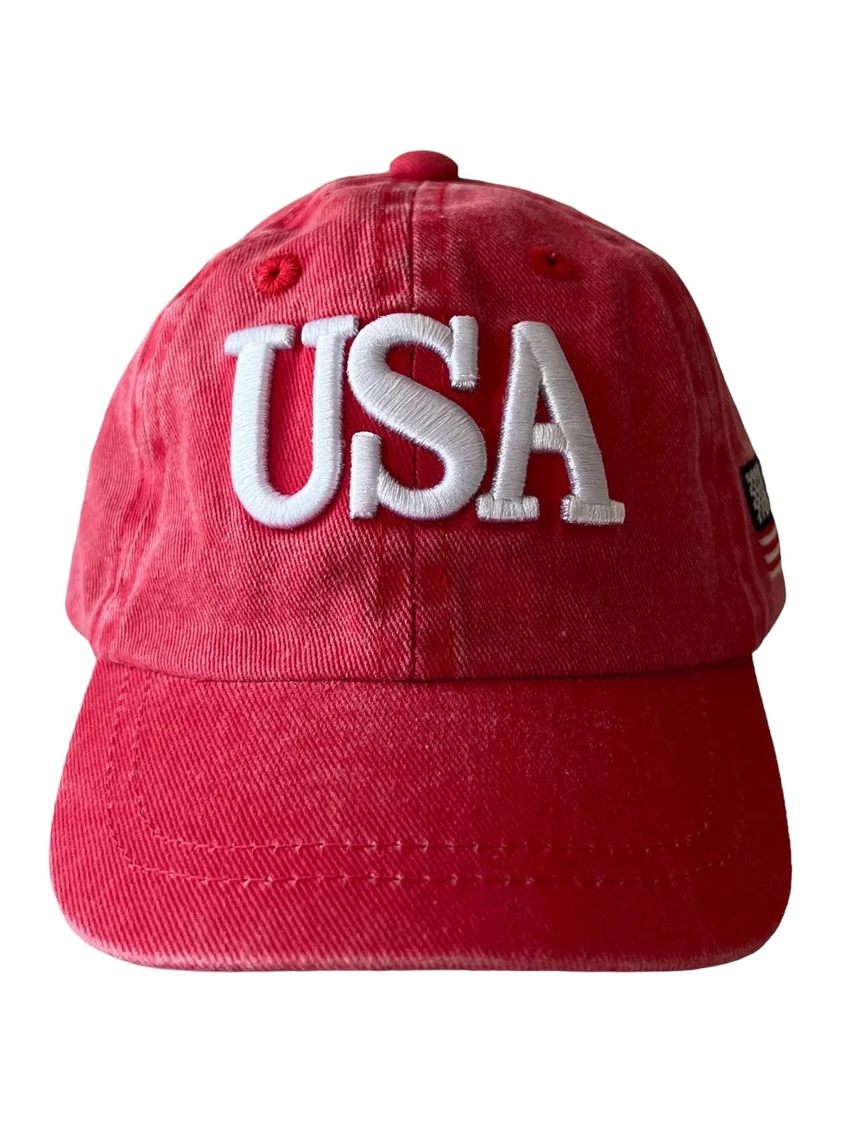 USA Kids Baseball Hat, Vintage Red | SpearmintLOVE