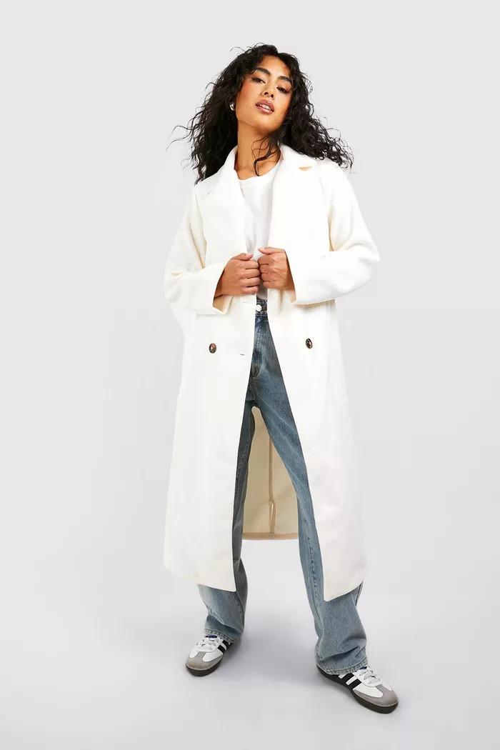Double Breasted Longline Coat | Boohoo.com (UK & IE)