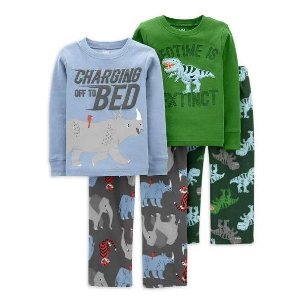 Child of Mine by Carter's Toddler Boys Long Sleeve Fleece Pajamas, 4-Piece Set (2T-5T) | Walmart (US)