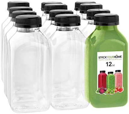 12 Oz Plastic Bottles with Caps, Reusable Bottles for Juicing, Smoothie Bottles with Lids, Plasti... | Amazon (US)