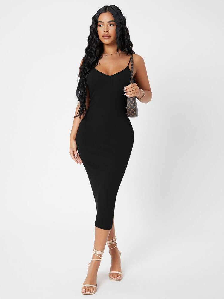 SHEIN SXY Solid Form Fitted Dress | SHEIN