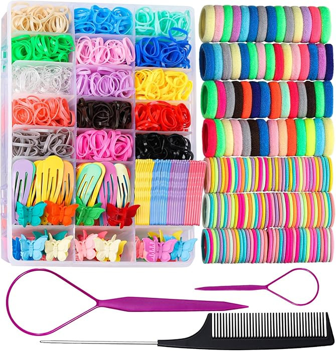 Teenitor Hair Rubber Bands Elastic Hair Ties, Hair Accessories for Girls, Colorful Rubber Bands f... | Amazon (US)