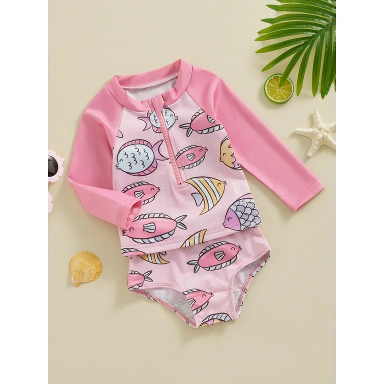 FEORJGP Kids Girls Rash Guard Swimsuit Set Toddler Baby 6M 1T 2T 3T 4T 5T 2 Piece Bikini Outfit Q... | Walmart (US)