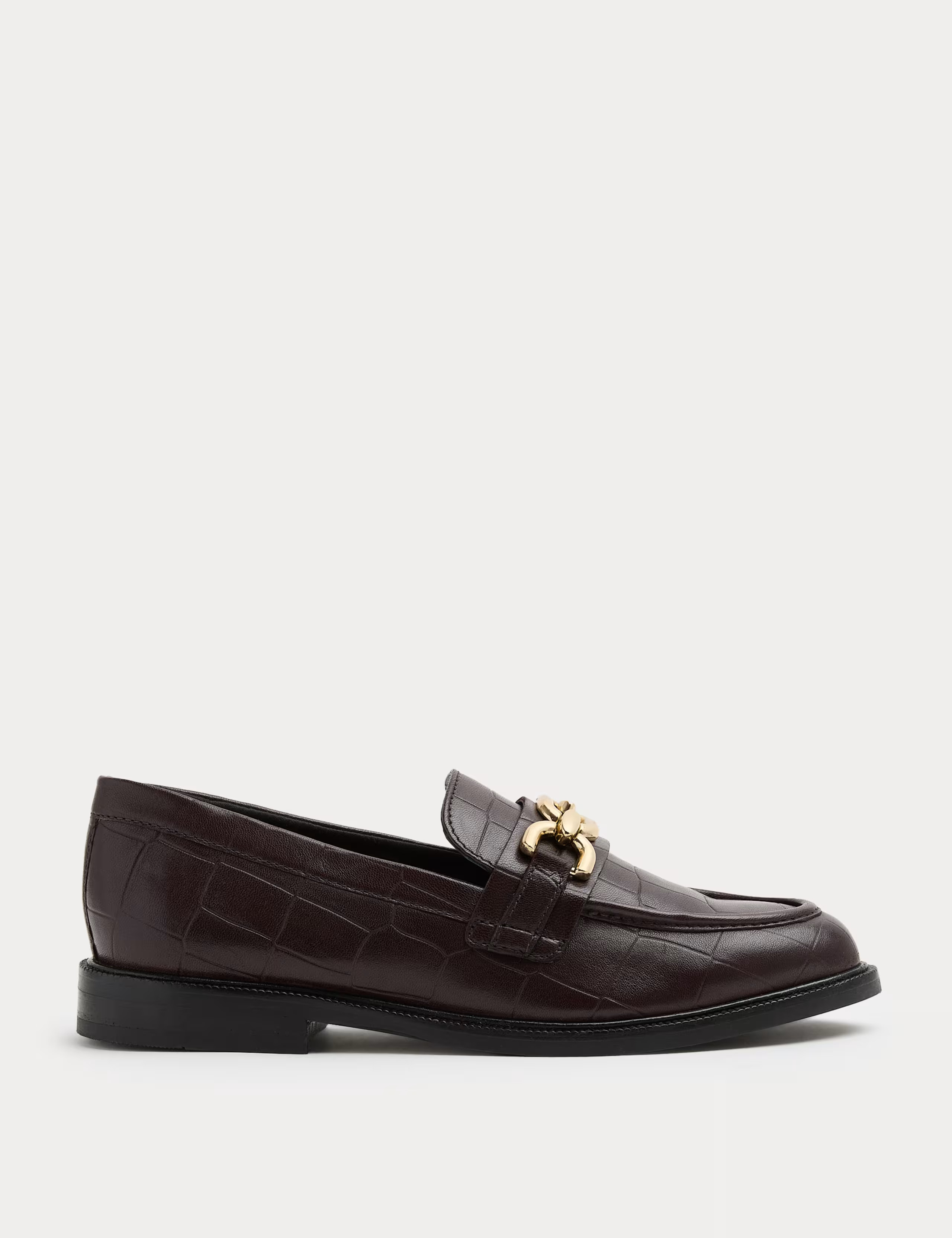 Leather Croc Trim Flat Loafers | Marks & Spencer (UK)