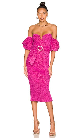 Penelope Midi Dress in Hot Pink | Revolve Clothing (Global)