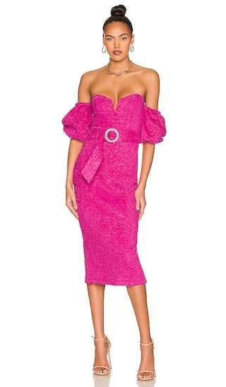 Penelope Midi Dress in Hot Pink | Revolve Clothing (Global)