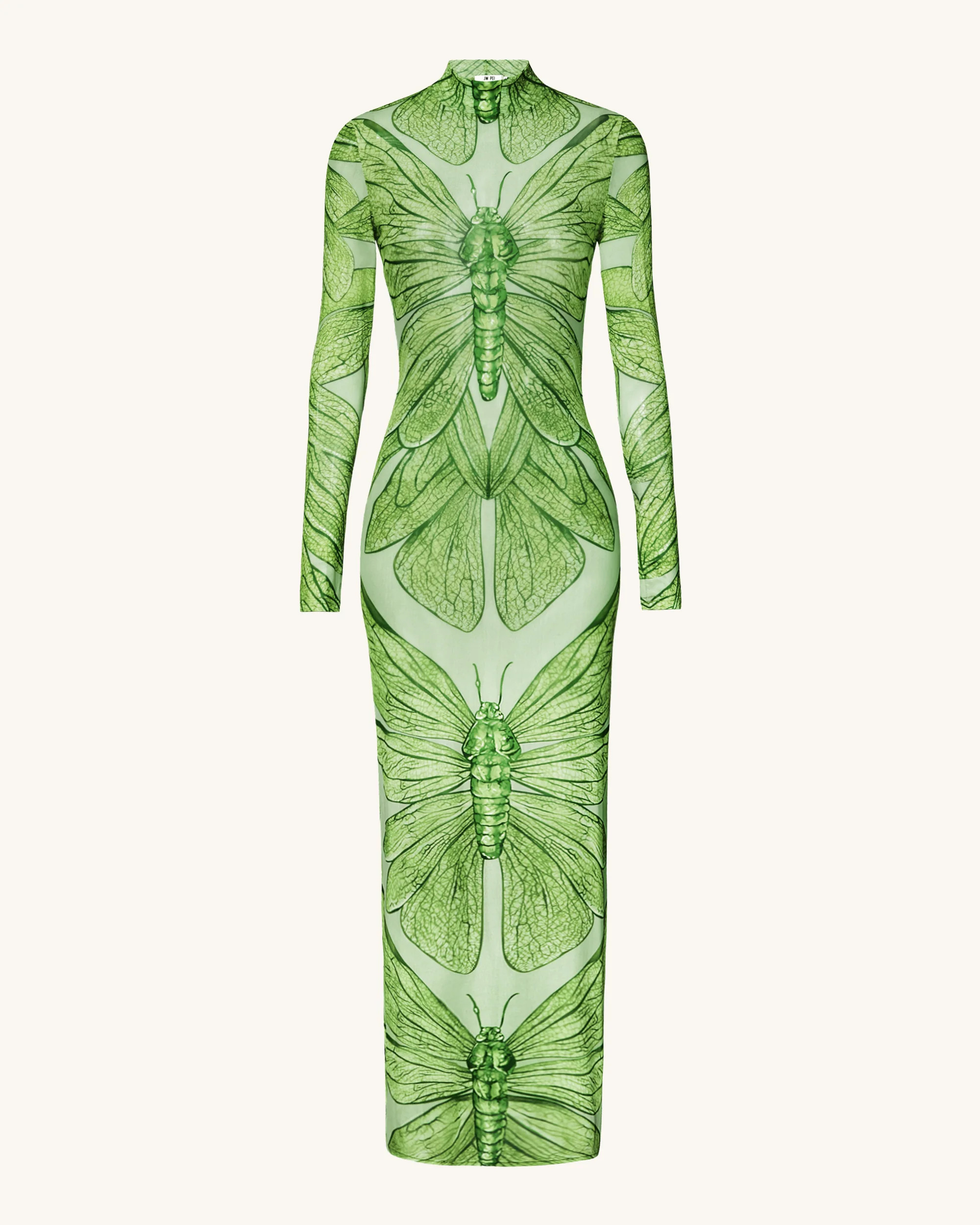 Emerald Dragonfly Sheer Mesh Gown - Green | JW PEI US