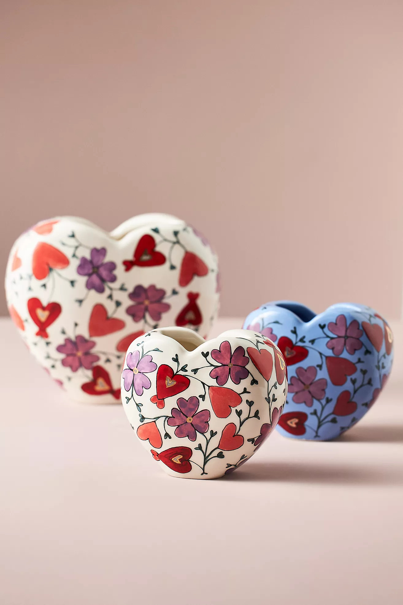 The Mud Fairy Blooming Hearts Stoneware Heart Vase | Anthropologie (US)