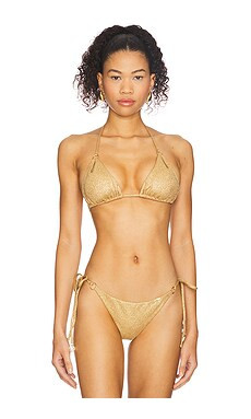 Luli Fama Golden Sunset Triangle Bikini Top in Gold from Revolve.com | Revolve Clothing (Global)