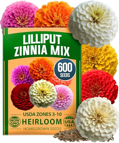 HOME GROWN Zinnia Lilliput Mix Flower Seeds – 600 Seeds (4g) Zinnia elegans – Colorful Zinnia Seed Mix for Planting Spring 2026 for Garden Beds, Containers & Cut Flowers, Easy Grow Zinnia Seeds | Amazon (US)