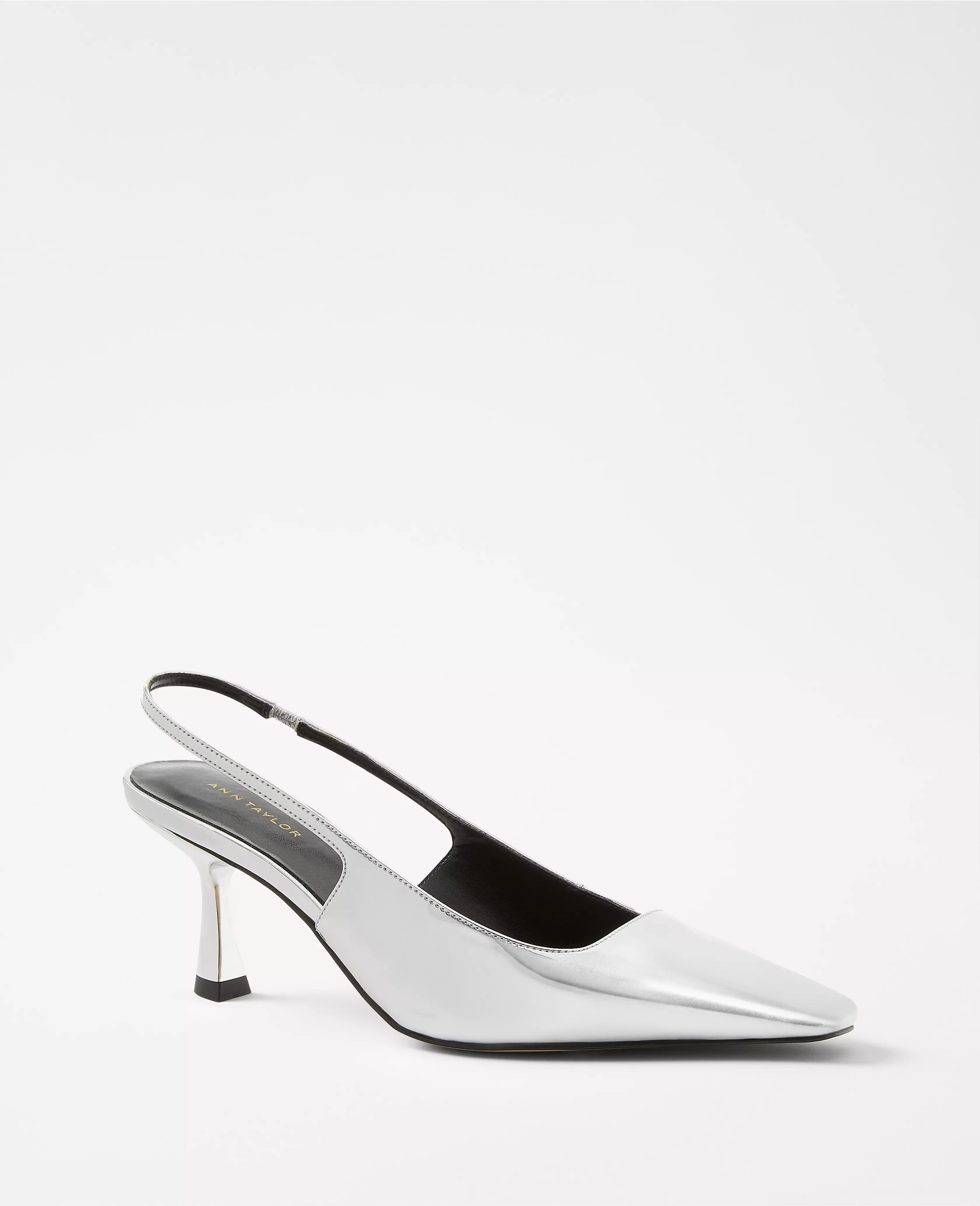 Metallic Square Topline Slingback Pumps | Ann Taylor (US)