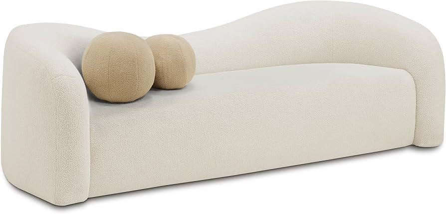 Meridian Furniture 186Cream-S Kali Collection Modern | Contemporary Sofa with Soft Cream Faux She... | Amazon (US)