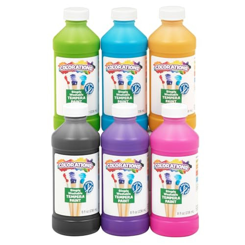 Colorations Paraben-Free Washable Tempera Paint for Kids - 8 Ounce Bottles, Set of 6 Colors, Non-Toxic and Made in the USA | Amazon (US)