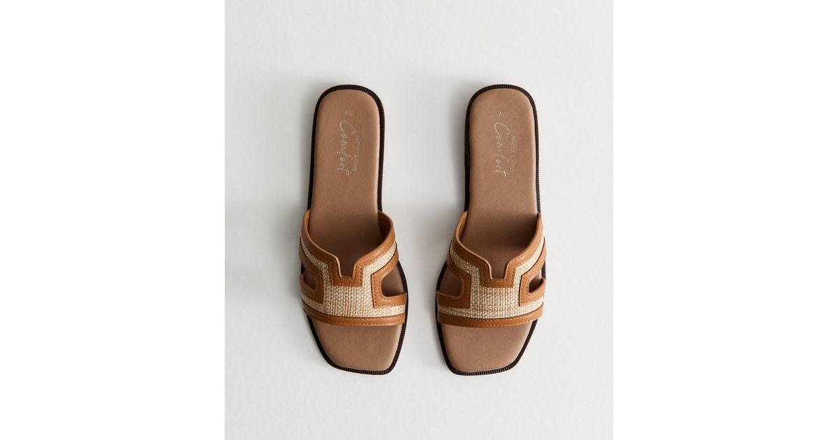 Cream Raffia And Faux Leather Sandals
						
						Add to Saved Items
						Remove from Saved Ite... | New Look (UK)