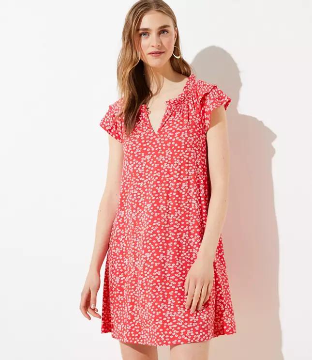 Daisy Flutter Sleeve Swing Dress | LOFT