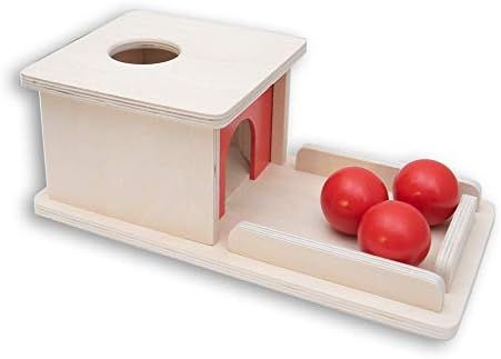 Montessori Object Permanence Box Wooden Toy Tray and Ball Drop w/ Three (3) Balls Baby First Lear... | Amazon (US)