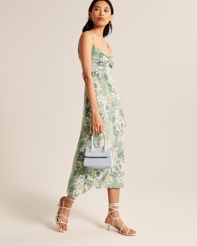 Women's Twist-Front Midi Dress | Women's | Abercrombie.com | Abercrombie & Fitch (US)