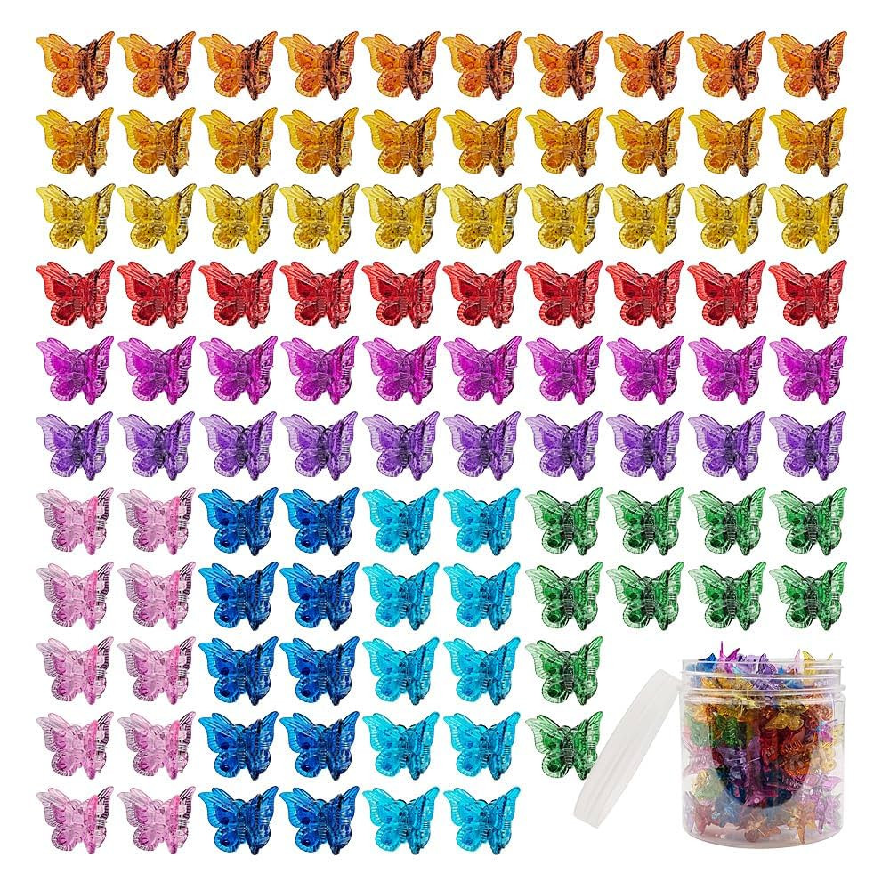 100 Pieces Assorted Color Butterfly Hair Clips, Beautiful Mini Butterfly Hair Clips Hair Accessor... | Amazon (US)