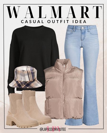 Fall into style at Walmart! Cozy up in a long-sleeve sweater, layer it with a sleek vest, and rock classic denim jeans. Stride with confidence in fashionable boots and top it off with a trendy bucket hat. Effortlessly chic, always affordable—your go-to look for the season!

#LTKHoliday #LTKSeasonal #LTKstyletip
