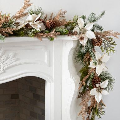 Poinsettia & Pine Garland | Z Gallerie