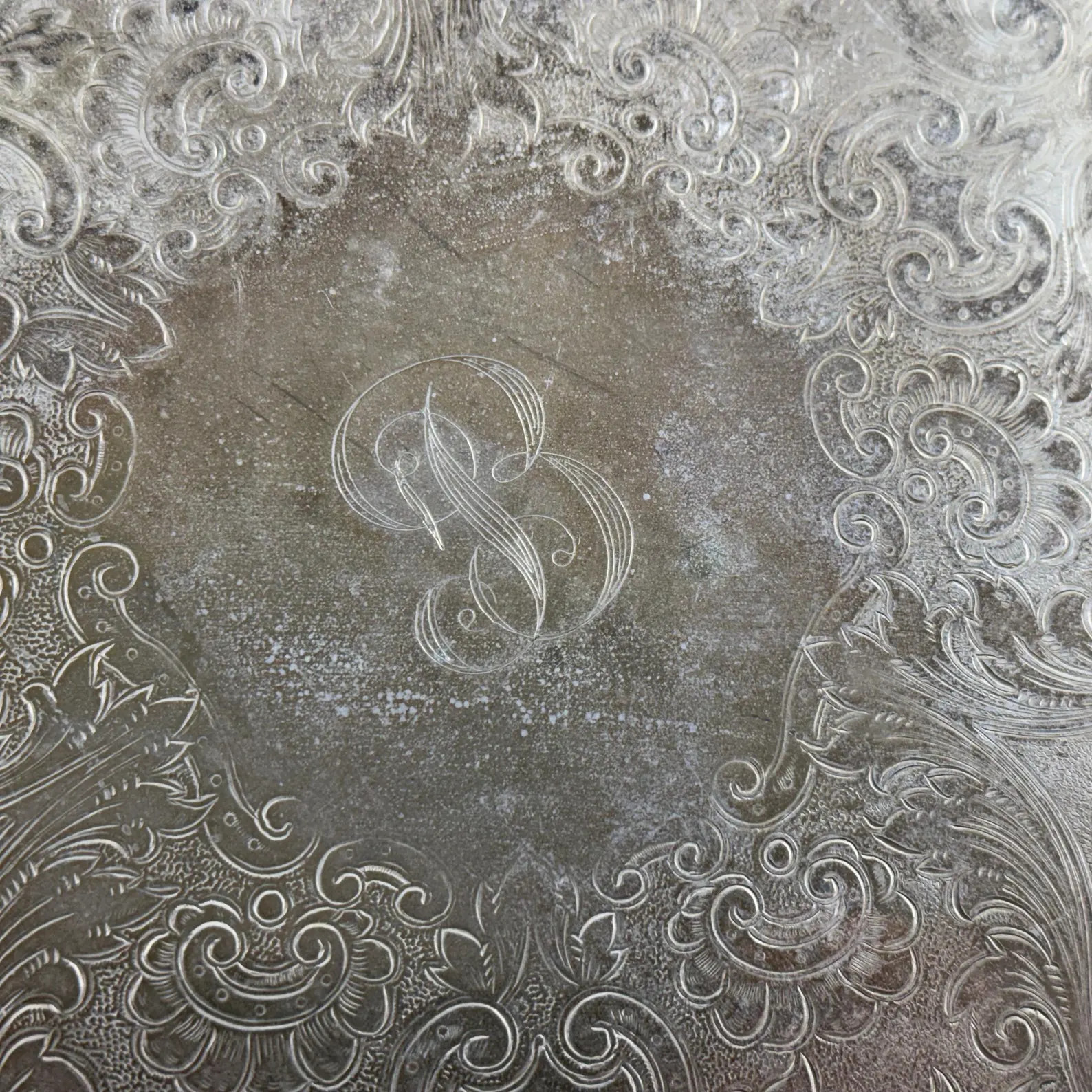 Vintage Large Round Silverplate Footed Serving Tray Monogrammed B - Etsy | Etsy (US)