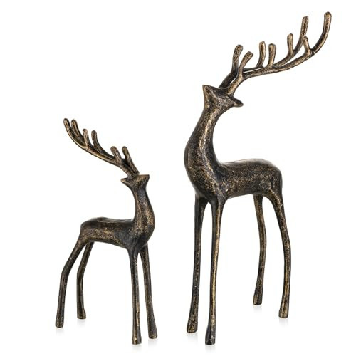 Sziqiqi Christmas Reindeer Figurines for Centerpieces: Black Iron Reindeer | Amazon (US)