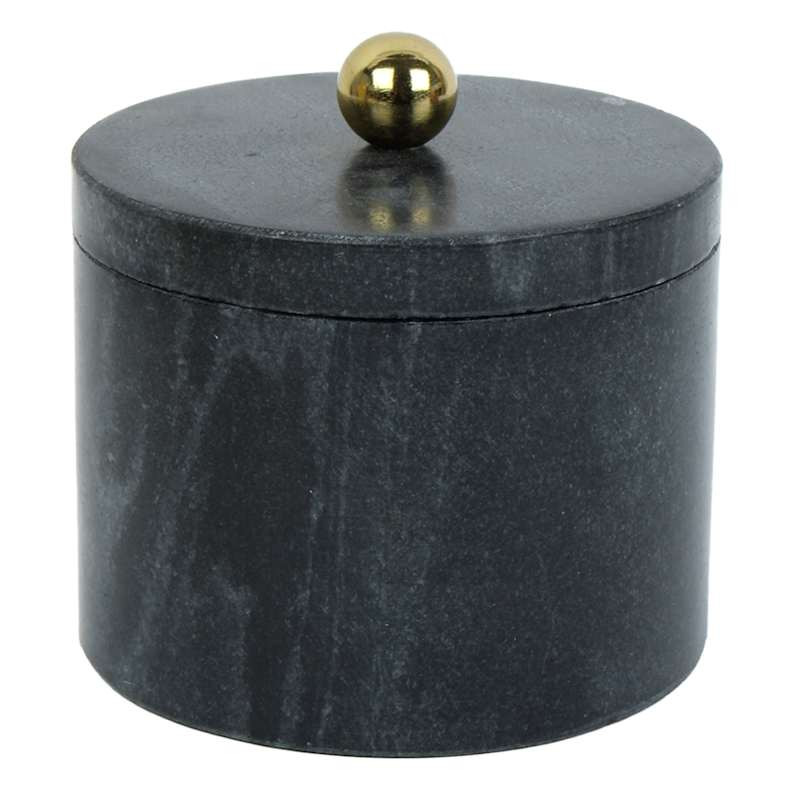 Black Marble Box with Gold Metal Knob, 5" | At Home