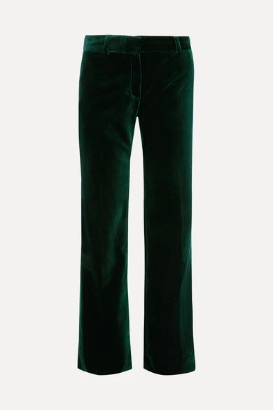 Bella Freud - 1976 Cotton-velvet Flared Pants - Green | NET-A-PORTER (US)