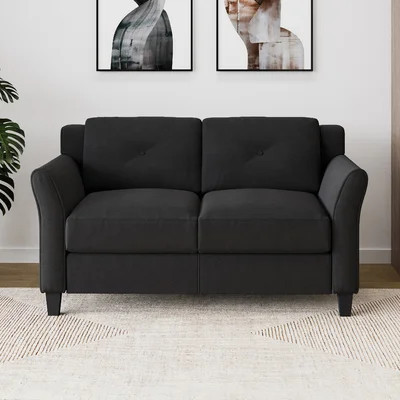 Lourdez 56.3" Wide Upholstered Curved Arm Tufted Back Loveseat | Wayfair North America