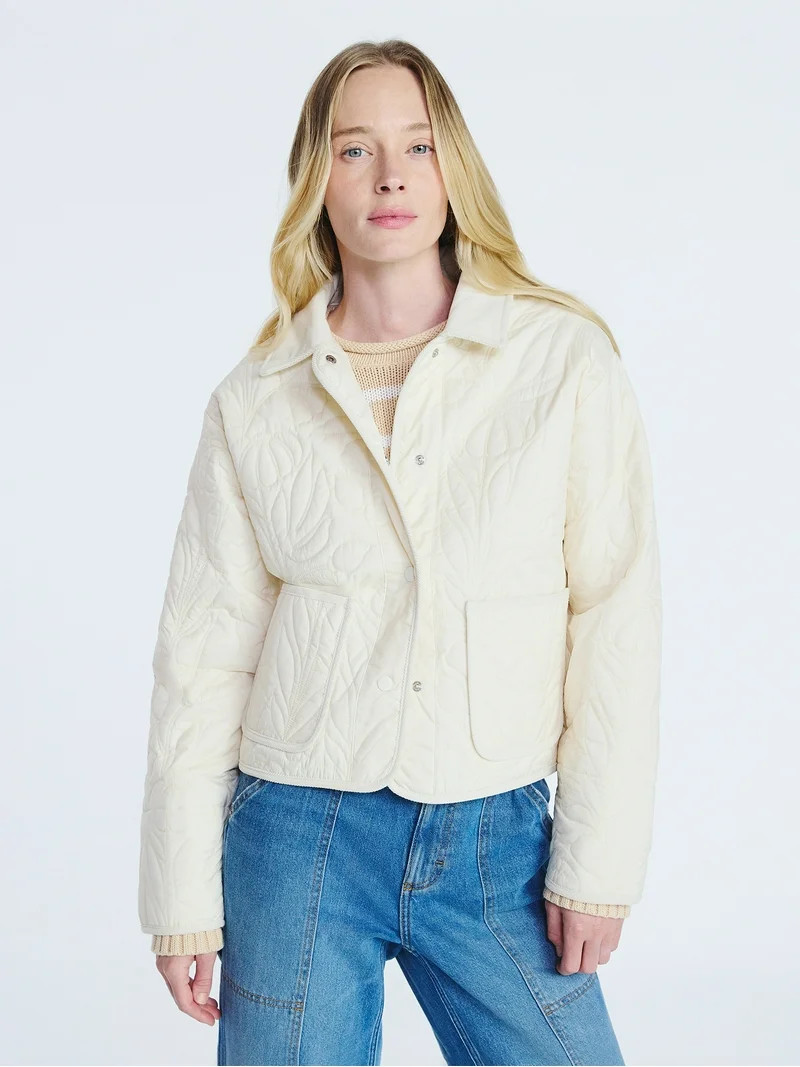 Free Assembly Women's and Women's Plus Floral Quilted Jacket, Sizes XS-4X | Walmart (US)