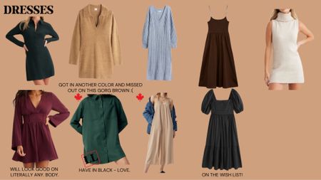 all the dresses that i’m adding to my fall fashion catalogue ! these dresses rage from comfy to ready for the night. these are great transitional looks to colder weather and are perfect additions to the fall capsule wardrobe. fall dresses, fall fashion, autumn fashion

#LTKstyletip #LTKunder100 #LTKSeasonal