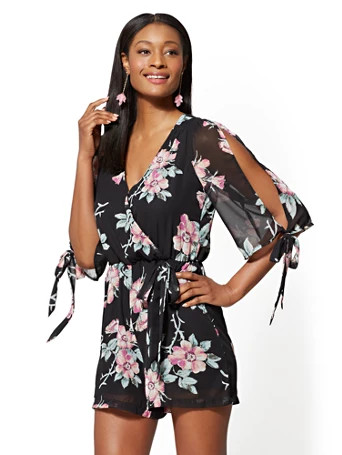 Black Floral Romper | New York & Company