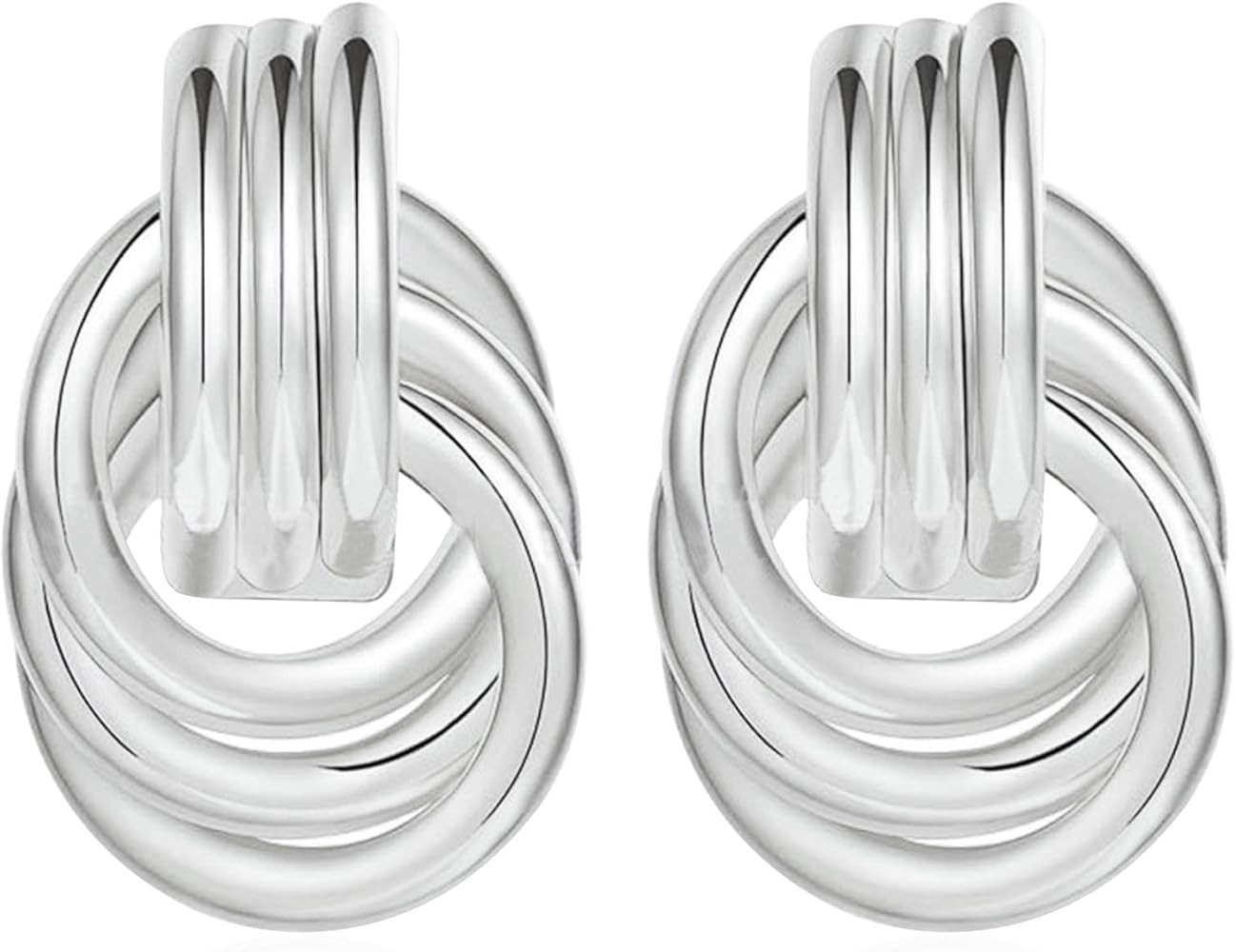 Gold Silver Chain Dangle Stud Earrings Geometric Circle Drop Earrings Jewelry Gift for Women | Amazon (US)