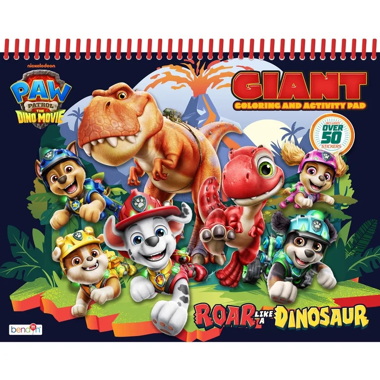 PAW Patrol Dino Movie Giant Coloring and Activity Pad with Over 50 Stickers, 32 Oversized Pages | Walmart (US)