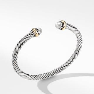 Cable Classic Bracelet with Pearl and 14K Gold, 5mm | David Yurman