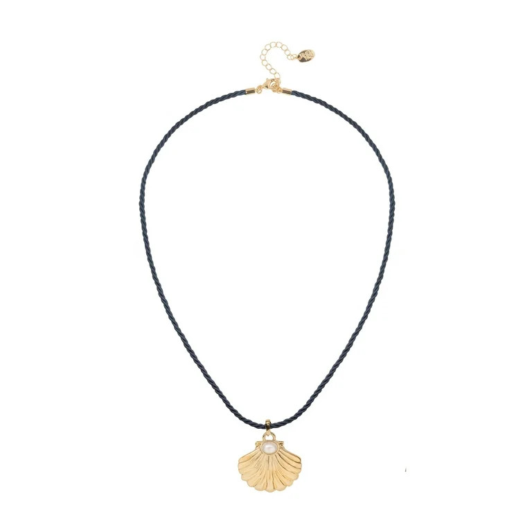 Time and Tru Elegant Seashell and Pearl Corded Pendant Necklace with Gold Tone Finish | Walmart (US)